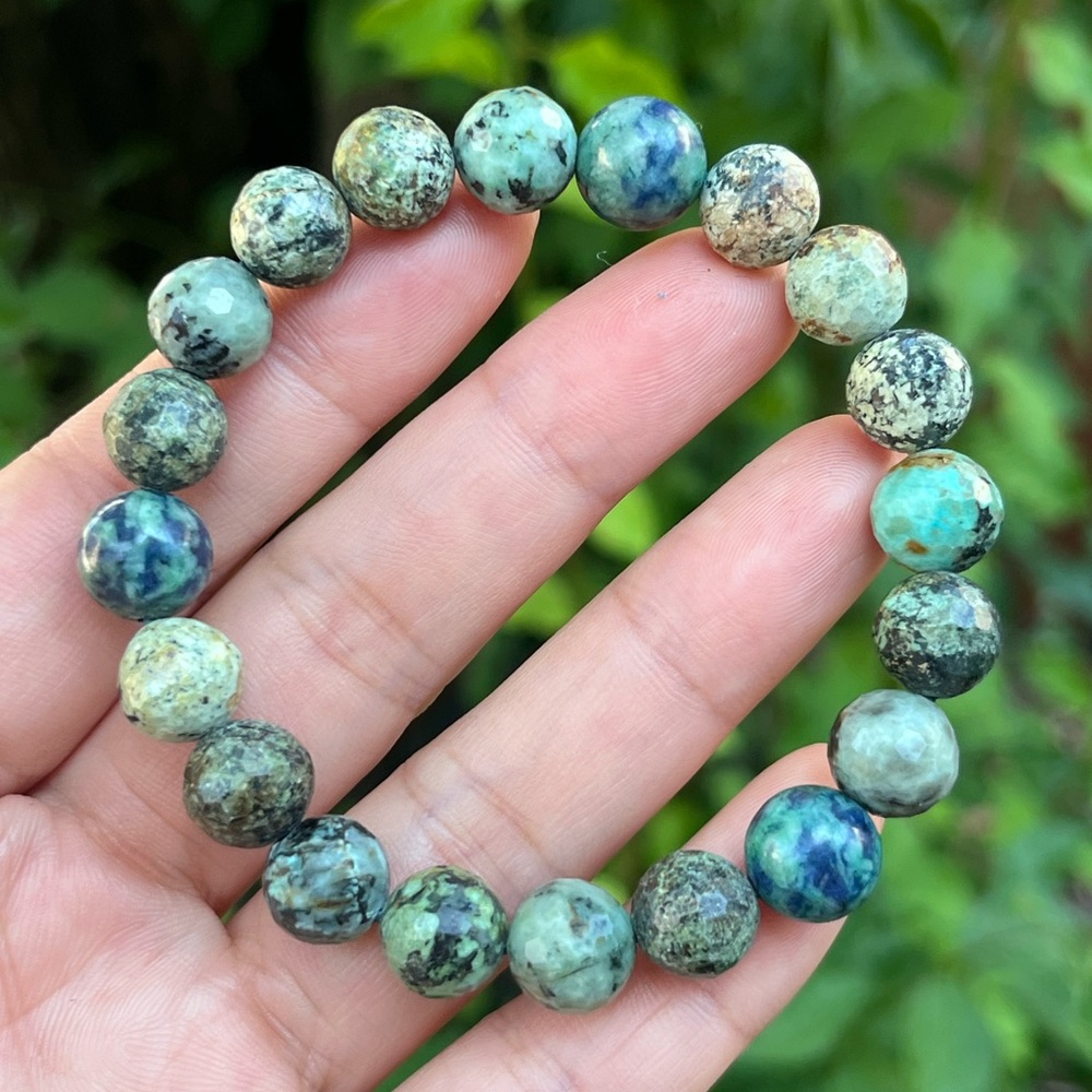 10mm stretchable faceted African‎ turquoise bracelet